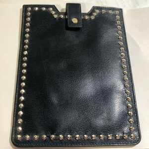 Diane Von Furstenburg black studded leather I pad case